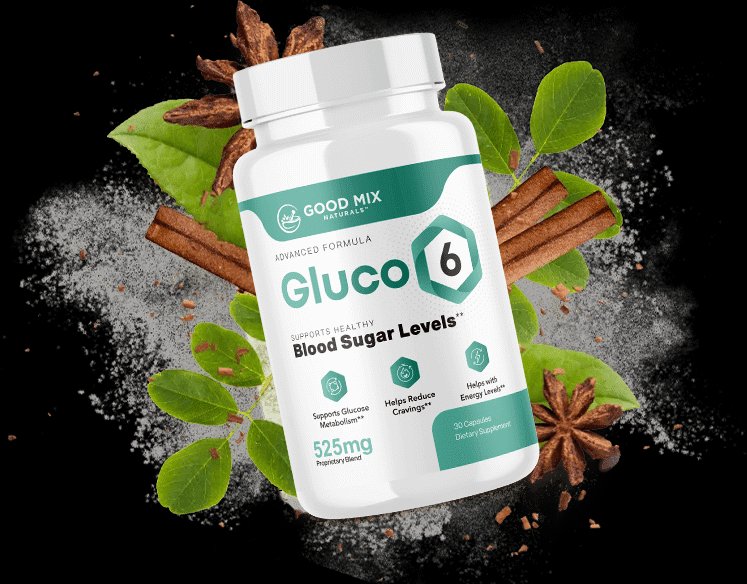 Gluco6 Blood Sugar Supplement Bottle with Natural Ingredients